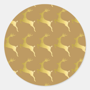Adesivo Redondo Elegante Moderno Dourado Padrão de Reinador de Na