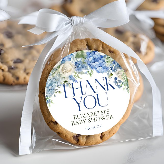 Adesivo Redondo Elegante Moderno Hydrangea Floral Obrigado (Criador carregado)