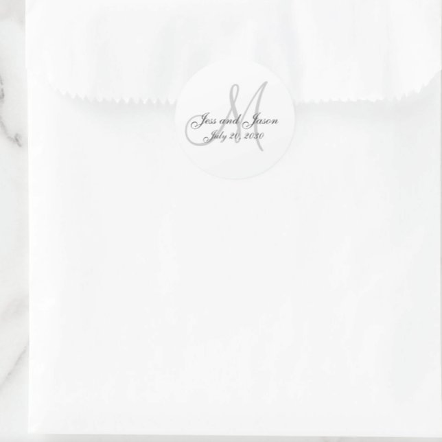 Adesivo Redondo Elegante Monograma Obrigado Favor De Casamento (Criador carregado)