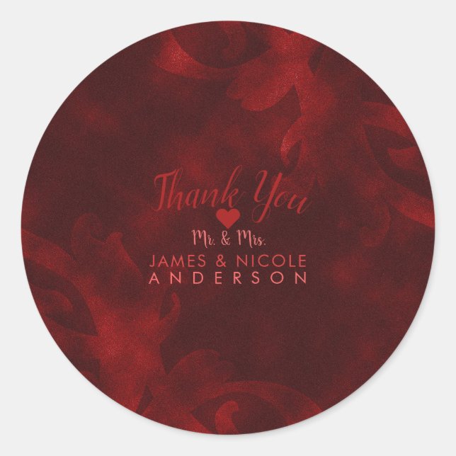 Adesivo Redondo Elegante Noiva Glamour Vintage Velvet Vermelho (Frente)