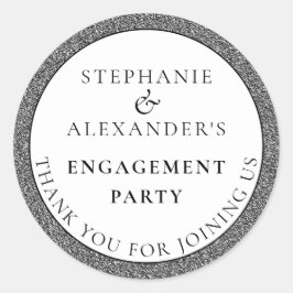 Adesivo Redondo Elegante Noivado Silver Glitter Obrigado