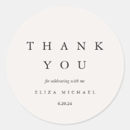 Adesivo Redondo Elegante Obrigado Chá de panela Taupe