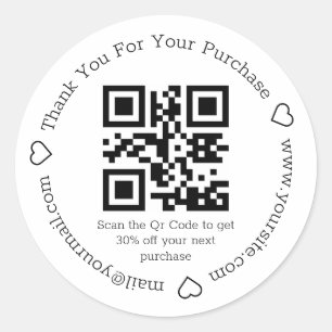 Adesivo Redondo elegante obrigado simples seu código qr de negócio