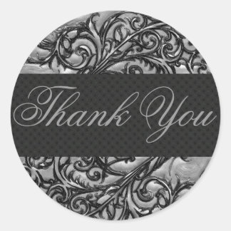 Adesivo Redondo Elegante Obrigado Sticker/Seal