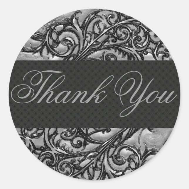 Adesivo Redondo Elegante Obrigado Sticker/Seal (Frente)