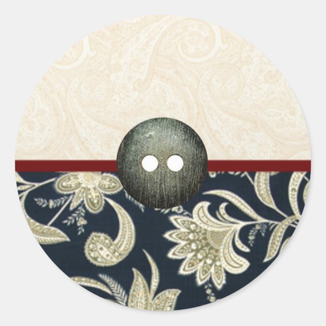 Adesivo Redondo Elegante Paisley Tapeçaria Espetáculos de Negócios (Frente)