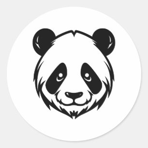 Adesivo Redondo Elegante Panda Silhouette em BW