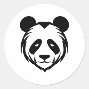 Adesivo Redondo Elegante Panda Silhouette em BW
