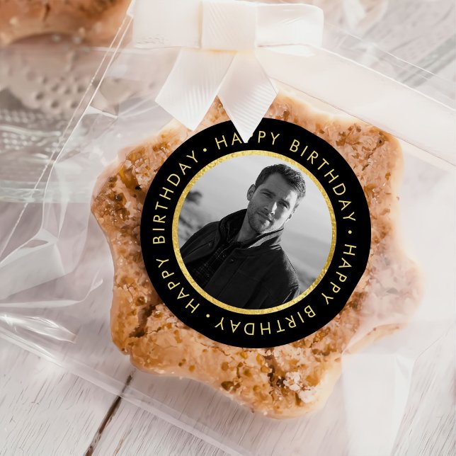 Adesivo Redondo Elegante Personalizado Aniversário Dourado E Preto (Criador carregado)