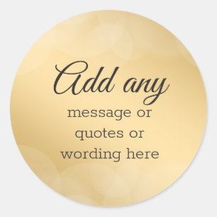 Adesivo Redondo Elegante PERSONALIZADO Dourado com Bokeh
