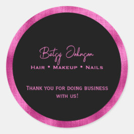 Adesivo Redondo Elegante Pia Preta Quente Obrigado Sticker