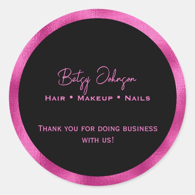 Adesivo Redondo Elegante Pia Preta Quente Obrigado Sticker (Frente)