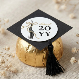 Adesivo Redondo Elegante Pingente de Colar de Formatura Dourado Ar