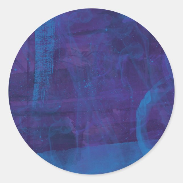 Adesivo Redondo Elegante, pintura em forma azul e roxa (Frente)