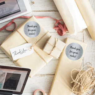 Adesivo Redondo Elegante prata metálica Obrigado