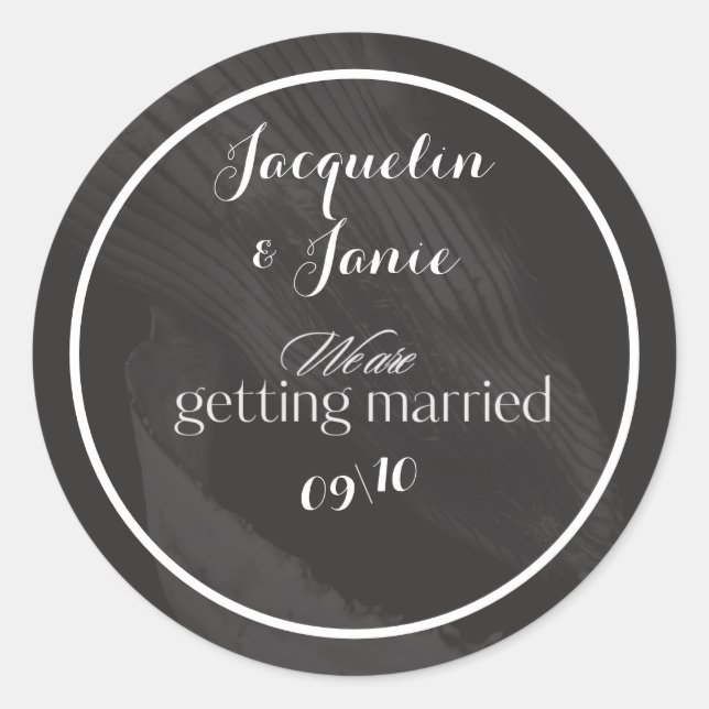 Adesivo Redondo Elegante preto e branco (Frente)