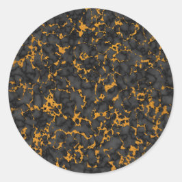 Adesivo Redondo Elegante, preto e Dourado, Design de textura mármi
