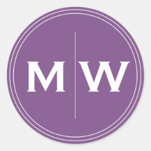 Elegante Púrpura Quadrada Círculo Dois Monograma I