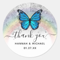 Elegante Rainbow Modelo Blue Butterfly Obrigado
