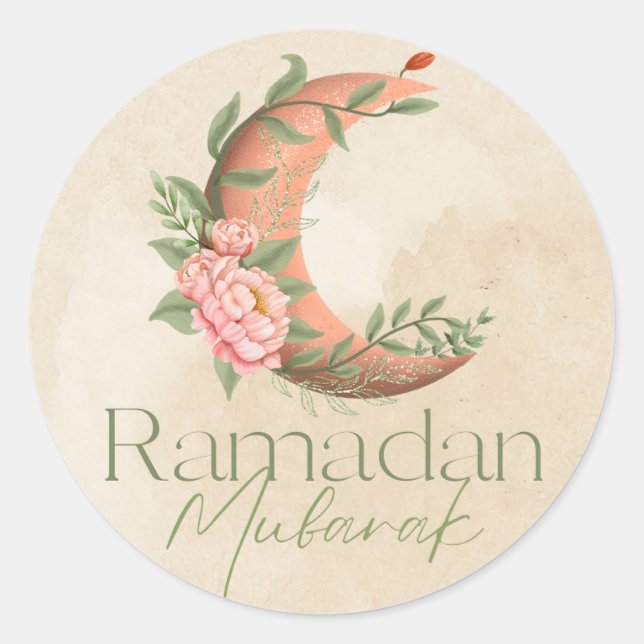 Adesivo Redondo Elegante Ramadan Mubarak Ramadan Gift Sticker (Frente)