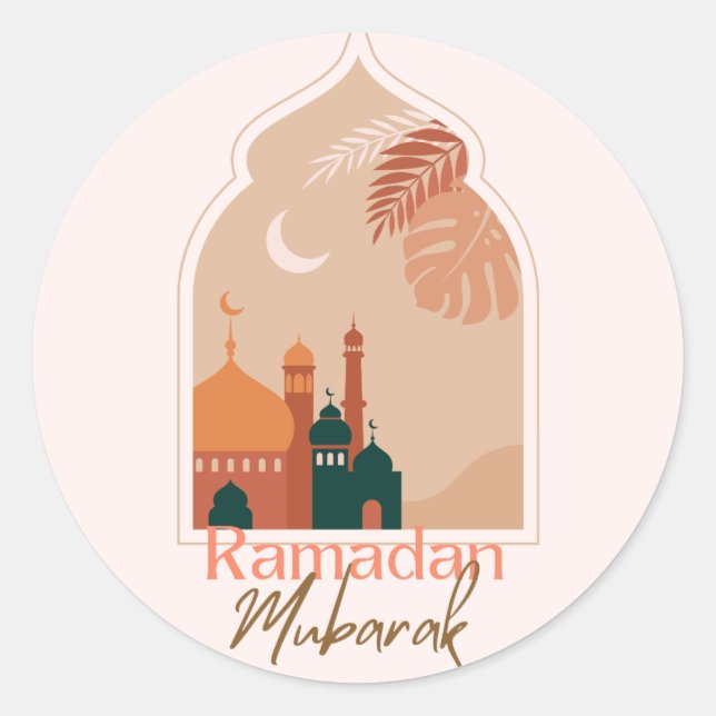 Adesivo Redondo Elegante Ramadan Mubarak Ramadan Sticker (Frente)