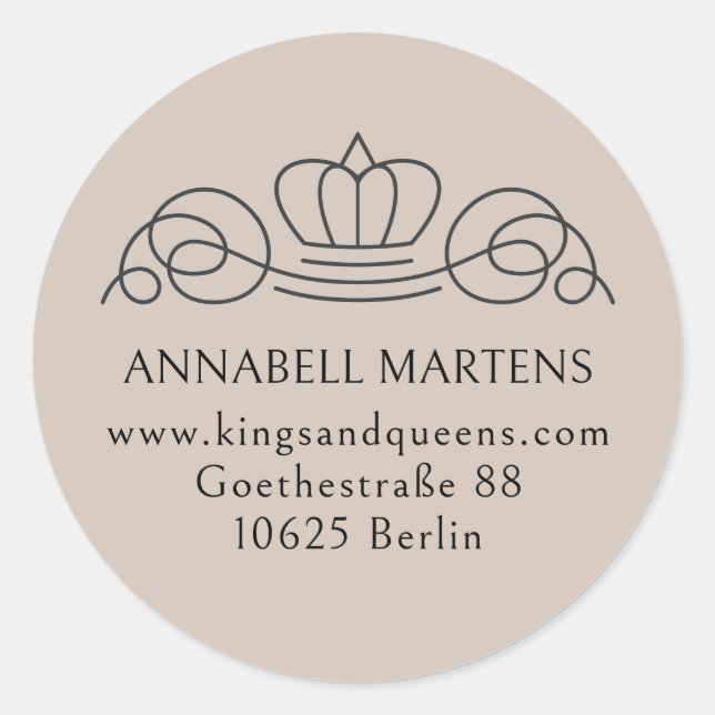 Adesivo Redondo Elegante, real, salão, castanho claro + preto (Frente)