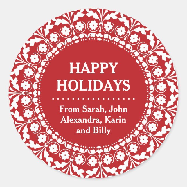 Adesivo Redondo Elegante Red and White Christmas Labels Folart (Frente)