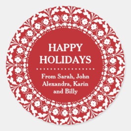 Adesivo Redondo Elegante Red and White Christmas Labels Folart
