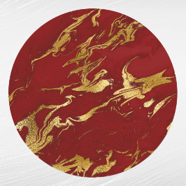 Adesivo Redondo Elegante Red Dourado Faux Marble