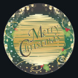 Adesivo Redondo Elegante Red e Green Christmas<br><div class="desc">Elegante Natal Vermelho e Verde Este bonitinho adesivo de Natal apresenta um elegante ouro, design vermelho e verde e as palavras Feliz Natal. Este adesivo seria excelente para decorar suas embalagens, reserva de sucata ou colocá-la em sua correspondência de Natal. Este adesivo também está disponível em dois tamanhos diferentes. ⭐...</div>