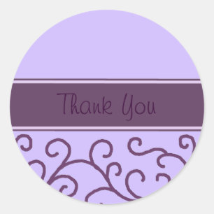 Adesivo Redondo Elegante Redemoinho Roxo Obrigado