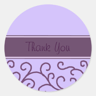 Adesivo Redondo Elegante Redemoinho Roxo Obrigado