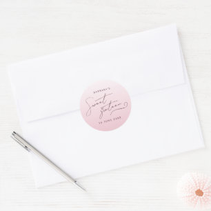 Adesivo Redondo Elegante Rosa Bege Ombre Script Sweet Sixteen