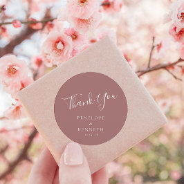 Adesivo Redondo Elegante Rosa de Dusty de Casamento Personalizado 