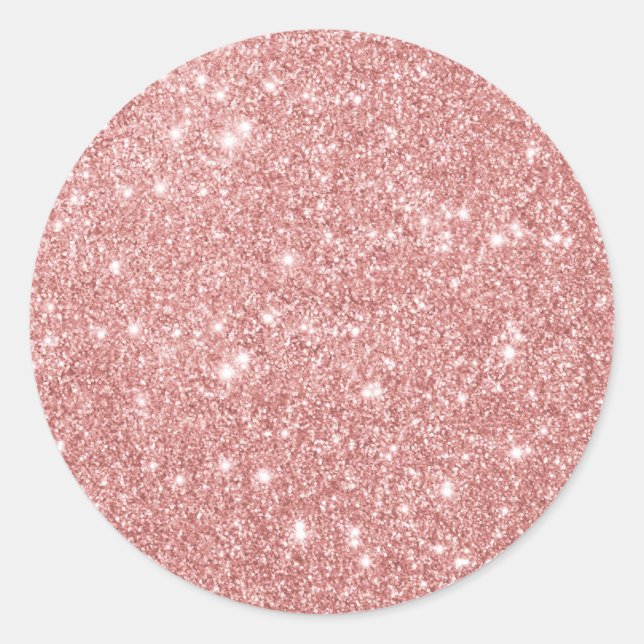 Adesivo Redondo Elegante Rosa de Lúpulo Glitter Faux Glitter (Frente)
