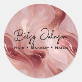 Adesivo Redondo Elegante Rosa Dourado e brilhante marcado