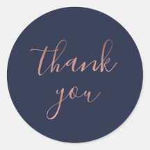 Elegante Rosa Dourado Obrigado | Marinho redondo