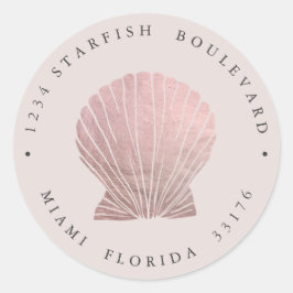 Adesivo Redondo Elegante ROSA DOURADO SEASHELL endereço de devoluç