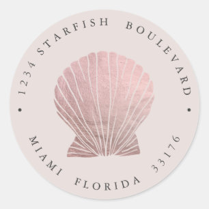 Adesivo Redondo Elegante ROSA DOURADO SEASHELL endereço de devoluç