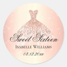 Adesivo Redondo Elegante Rosa Dourado Sweet 16