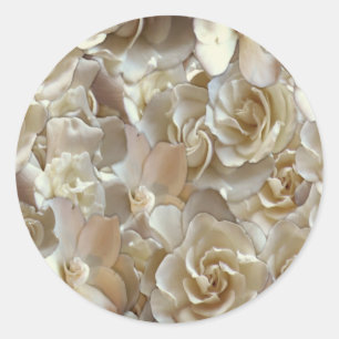 Adesivo Redondo Elegante Rosa Floral Padrão Petal