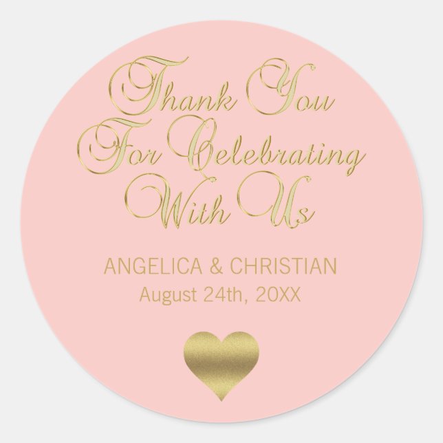 Adesivo Redondo Elegante Rosa Rosa Rosa Rosa Rosa Dourada Obrigado (Frente)