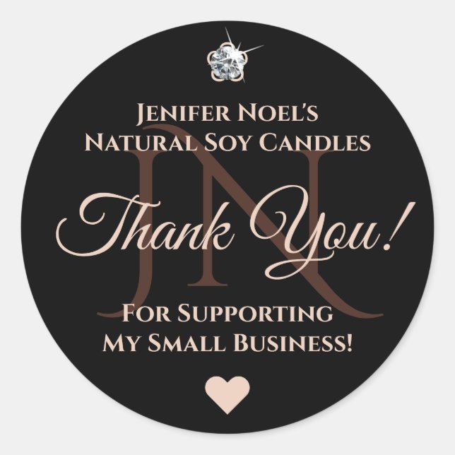 Adesivo Redondo Elegante rosa rosa rosa rosé Obrigado Rhinestone G (Frente)