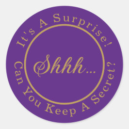 Adesivo Redondo Elegante Roteiro Shhh... É uma Festa Surpresa