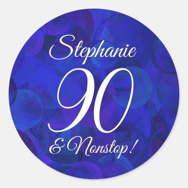 Adesivo Redondo Elegante Royal Blue 90 e Favor de Aniversário Sem  (Frente)
