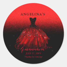 Adesivo Redondo Elegante Ruby Red Espanhol Quinceañera