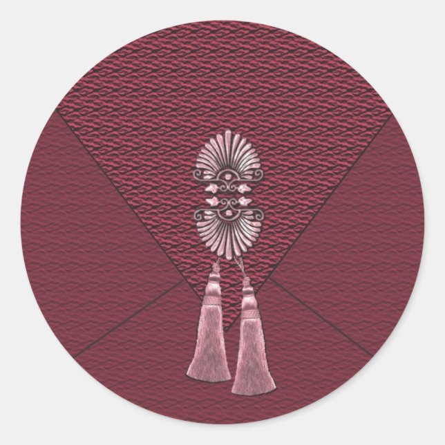 Adesivo Redondo Elegante Ruby Red Tassel Stickers (Frente)