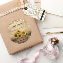 Adesivo Redondo Elegante Russo Crato de Girassol Chá de fraldas Mo