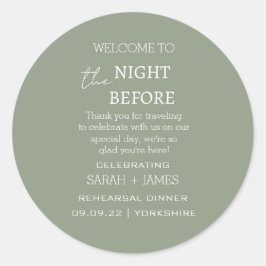 Adesivo Redondo Elegante Sage na noite antes do casamento Obrigado