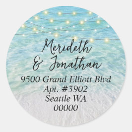 Adesivo Redondo Elegante Sandy Beach Sea Glass Script